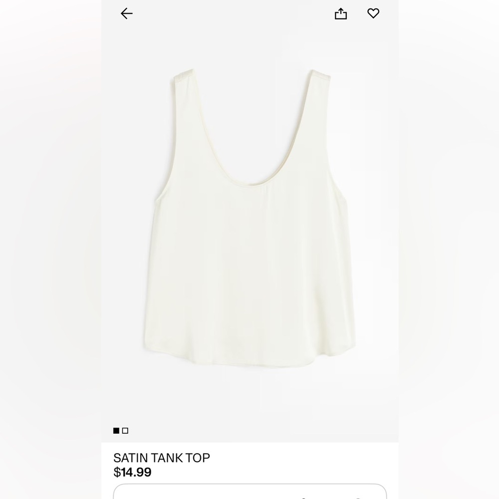 NEW - H&M White Satin Tank Top